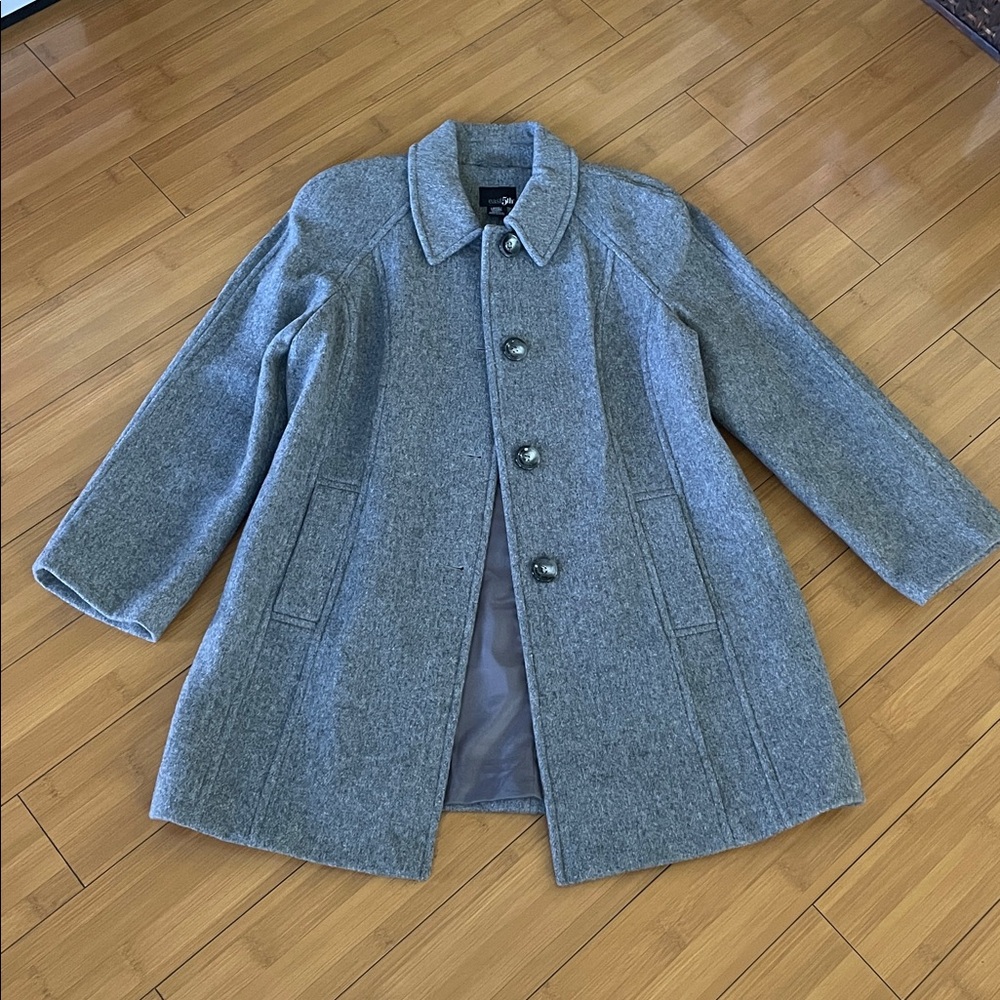 Wool blend grey neutral pea coat